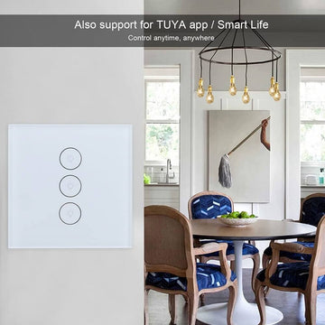 Smart WiFi Touch Light Switch, APP Remote Control 3 Gang Smart Wall Switch, Works With Alexa Google Home & Echo - Imported from UK